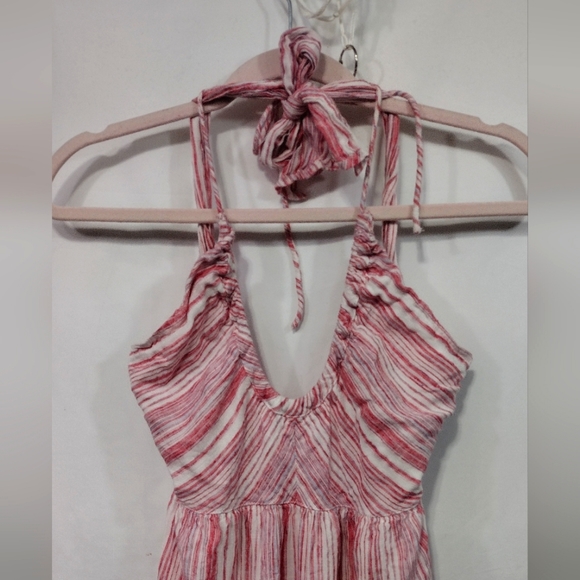 Free People Audrey Striped Halter Maxi Dress Women's S Pink Vacation Beach - Picture 3 of 10